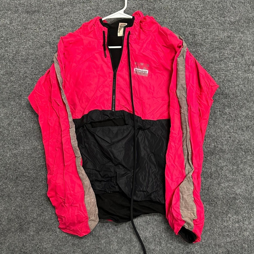 Pink Victoria's Secret Windbreaker Womens Size M Pink Black Half Zip Hooded